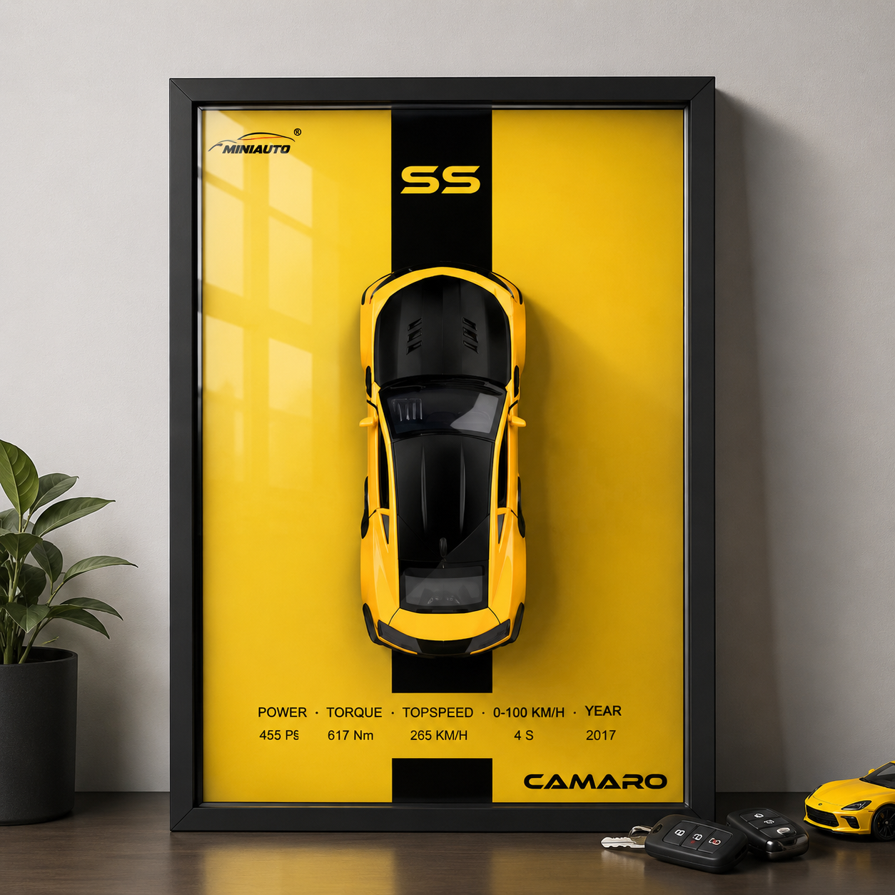 Cadre Murale Jaune Chevrolet Camaro SS